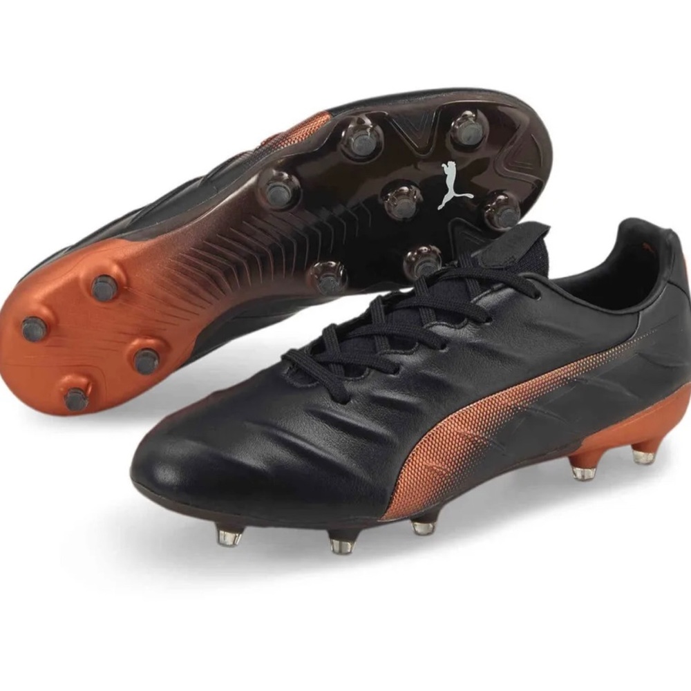 Puma King Platinum 21 FG AG Black Bronze Soccer Cleats 106478-04